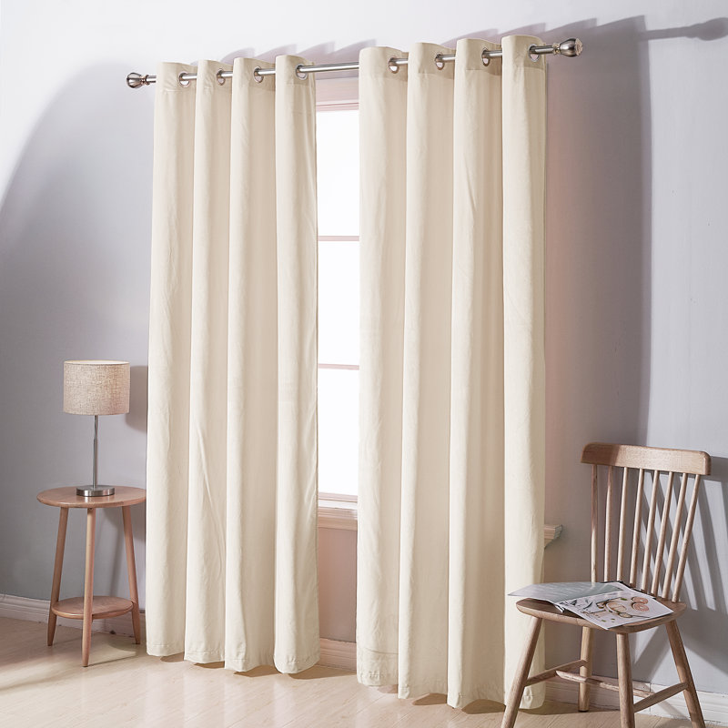Faroe Blackout Curtain Pair, Beige, Width 117 x Drop 183 cm