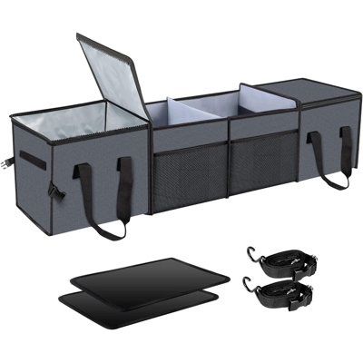  Paniers de pique-nique, boîtes de pique-nique, organisateurs de coffre et glacières avec sacs isothermes. Doté d'une conception pliable et portable avec plusieurs compartiments et sangles. Les quatre compartiments peuvent être librement réarrangés et le produit est lavable à la machine.
