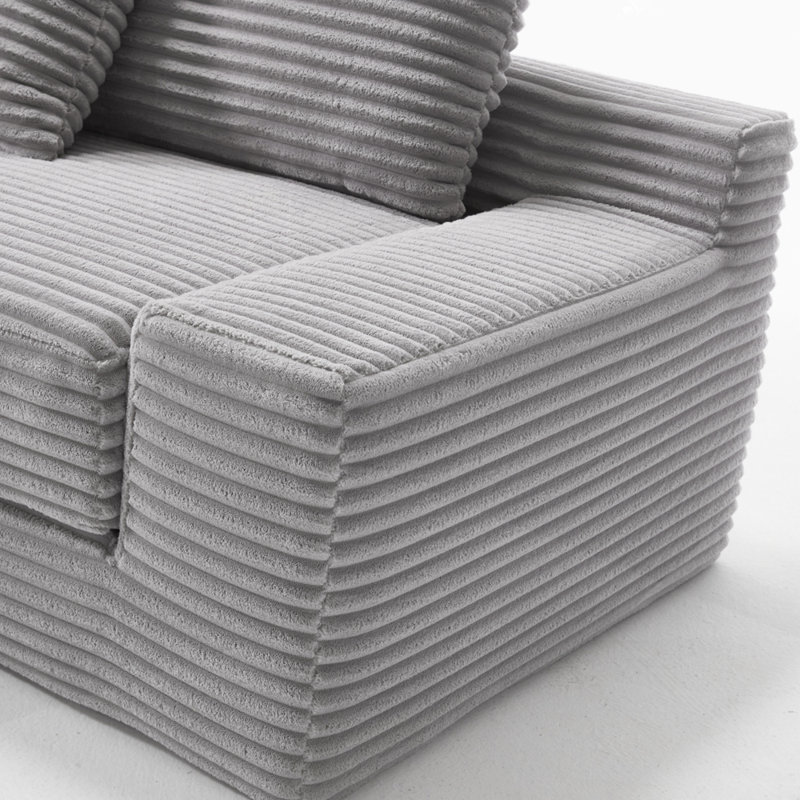 Canapé modulaire en L Albert, Tissu gris pâle