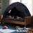 Large Kids Teepee Tent with Star Lights & Flags - Indoor Toddler Playhouse for Boys & Girls | Canopy for Playroom, Bedroom - Perfect Gift Toy (Black)-124507896-124507895