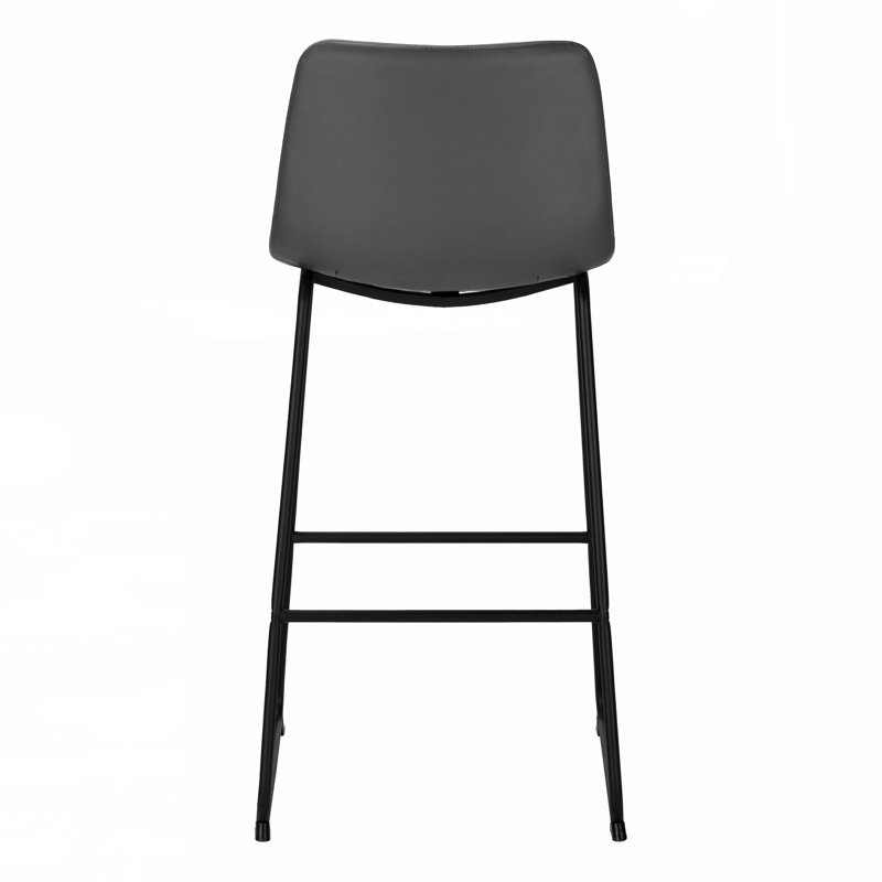 Chaise de bureau, hauteur de bar, debout, bureau d'ordinateur, bureau, aspect cuir gris, métal noir, contemporain