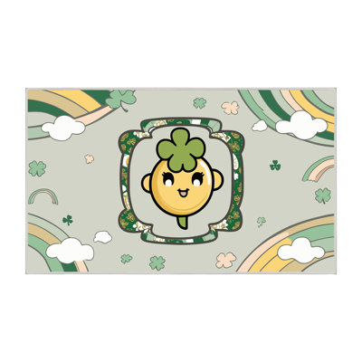 The Holiday Aisle® Washable Saint Patrick's Day Clover Leprechaun Holiday Rug