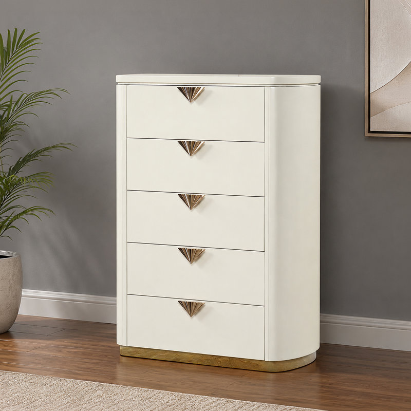 Ensemble de chambre à coucher rembourrée Zimran, Très grand lit, 5 Pcs: Dresser, Mirror, Bed, Nightstand, Chest
