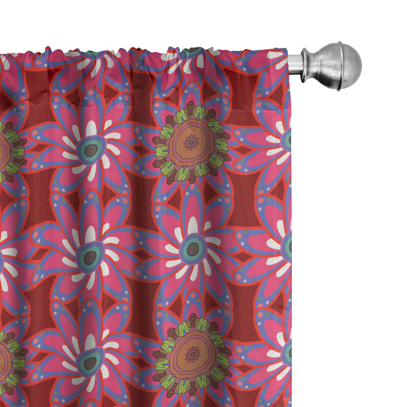 Ethnic Floral Semi-Sheer Rod Pocket Sliding Panel, 28" x 84"