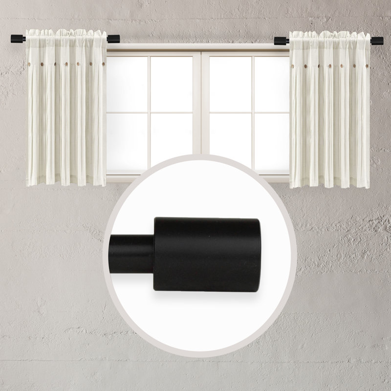 Tringle à rideaux simple réglable 12 "à 20" Damajah, Noir