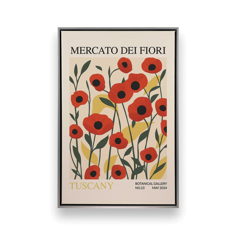 Printemps du marché aux fleurs de Toscane, Cadre flottant en chrome poli, H 36,75 po x l 24,75 po