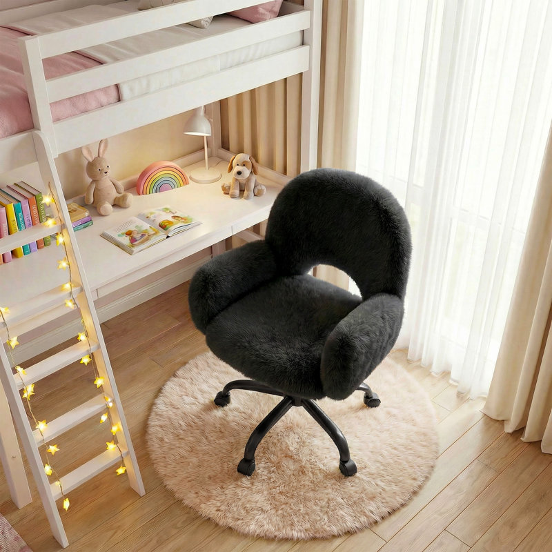 Mignon fauteuil de coiffeuse à dossier rond creux - Fauteuil de maquillage pivotant et réglable pour chambre à coucher, bureau de coiffeuse et bureau à domicile