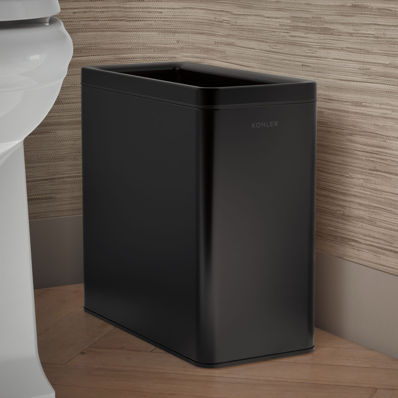 Poubelle à couvercle ouvert 12 litres, Acier inoxydable noir