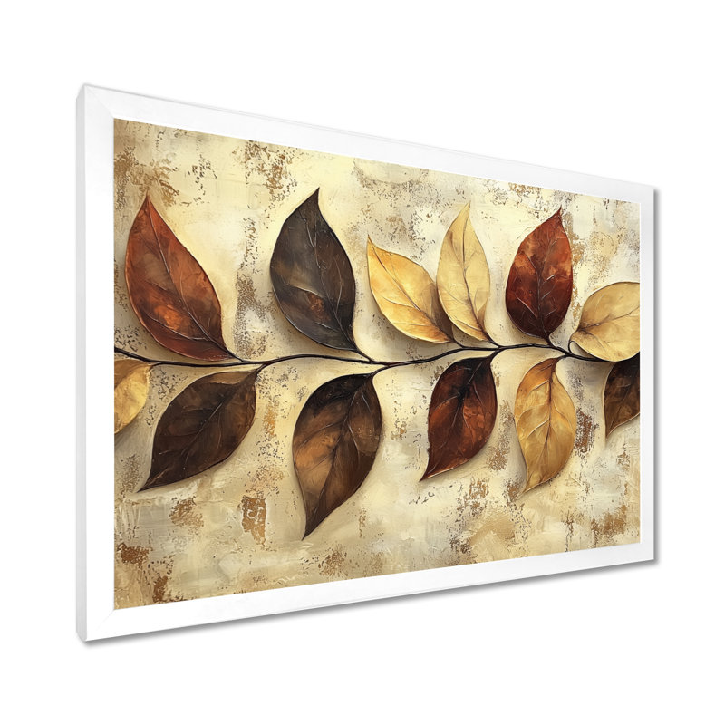 Ingvars chocolat brun feuilles de paysage II - feuilles, art mural, H 30 po x l 40 po, Blanc