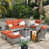 Rayures fines orange rouge