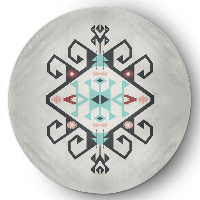 Chenille Ikat Indoor Rug, Round 5'