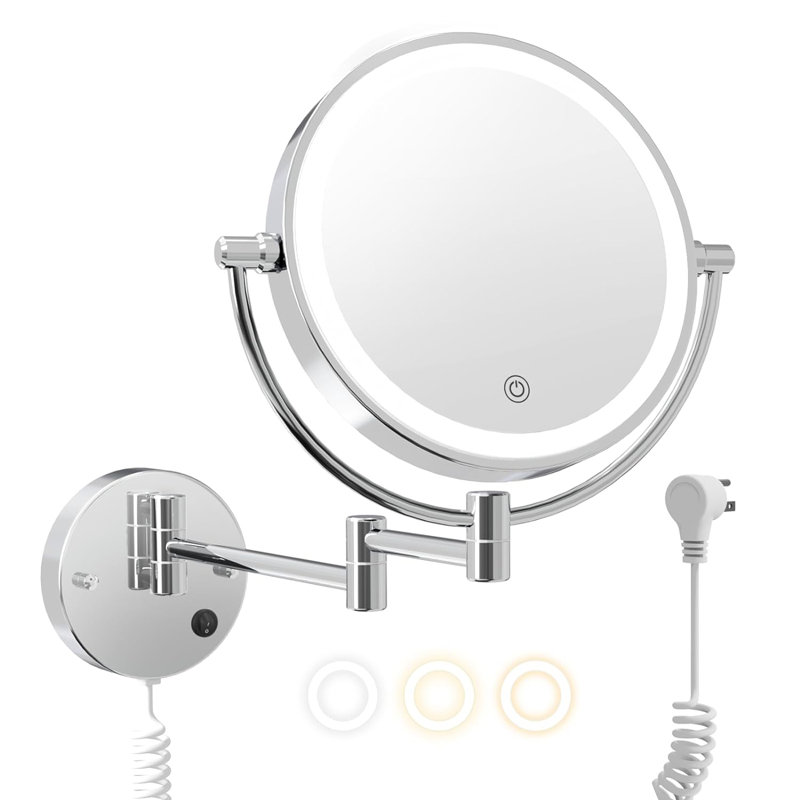 Miroir de maquillage mural pour salle de bain Tabit, Chrome chrome