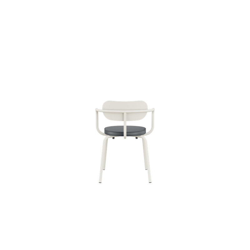 Khylia 18.1'' H Upholstered Metal Armchair, Gray, White Aluminium