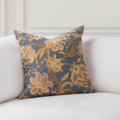 Anika Linen Blend Embroidered Throw Pillow