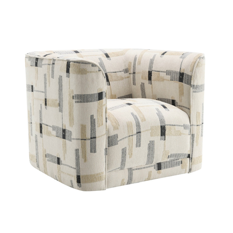 Fauteuil pivotant de 33,33 po de largeur et de couleur beige foncé - avec structure intérieure en bois à motif de ressorts ensachés de 71 lb
