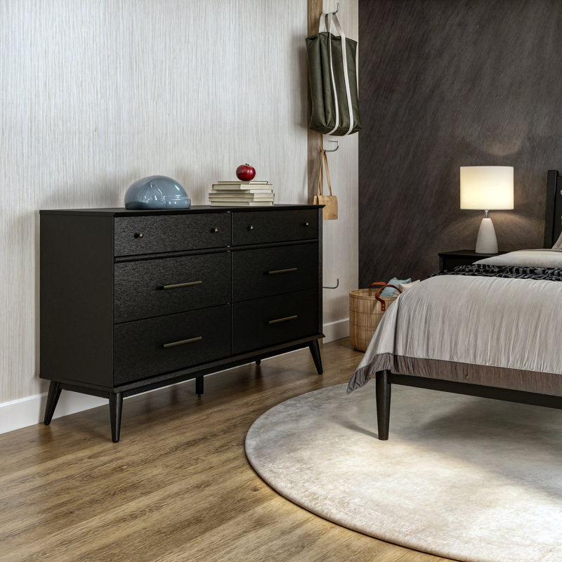 Ashlie 6-drawer double chest of drawers, Black