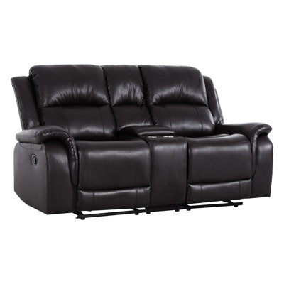 Espresso Home Theater Loveseat – Dual Recliner with Console & Cup Holders for Media Room