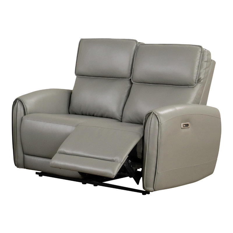 Causeuse inclinable électrique Sily, similicuir gris, 57 pouces, ports USB, Gris
