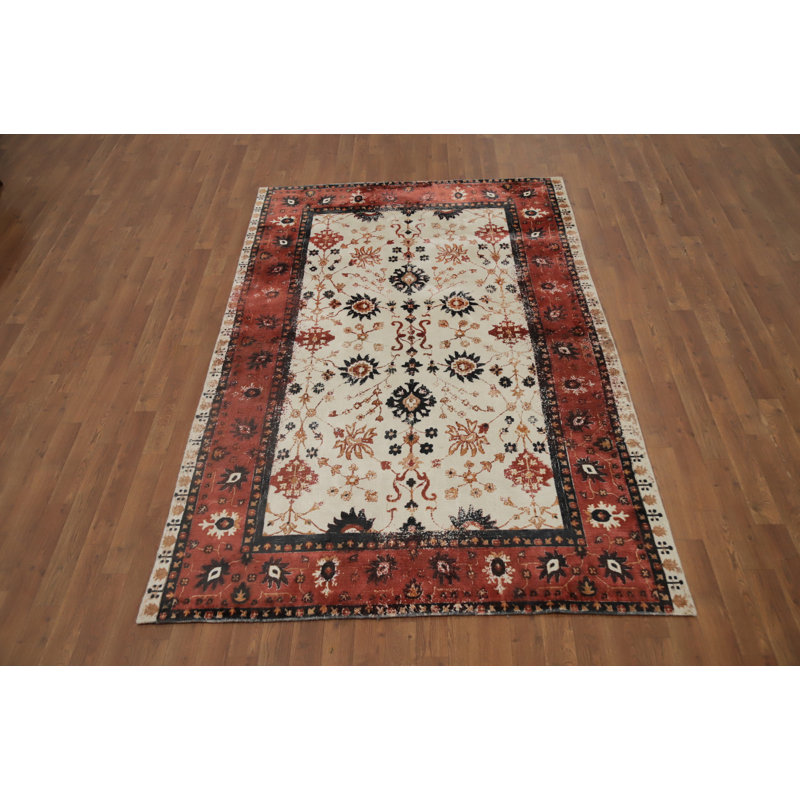Tapis oriental élégant à motif floral Oushak 5 x 8