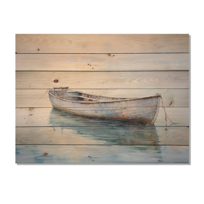 Boat Ethereal Waters I On Wood Print