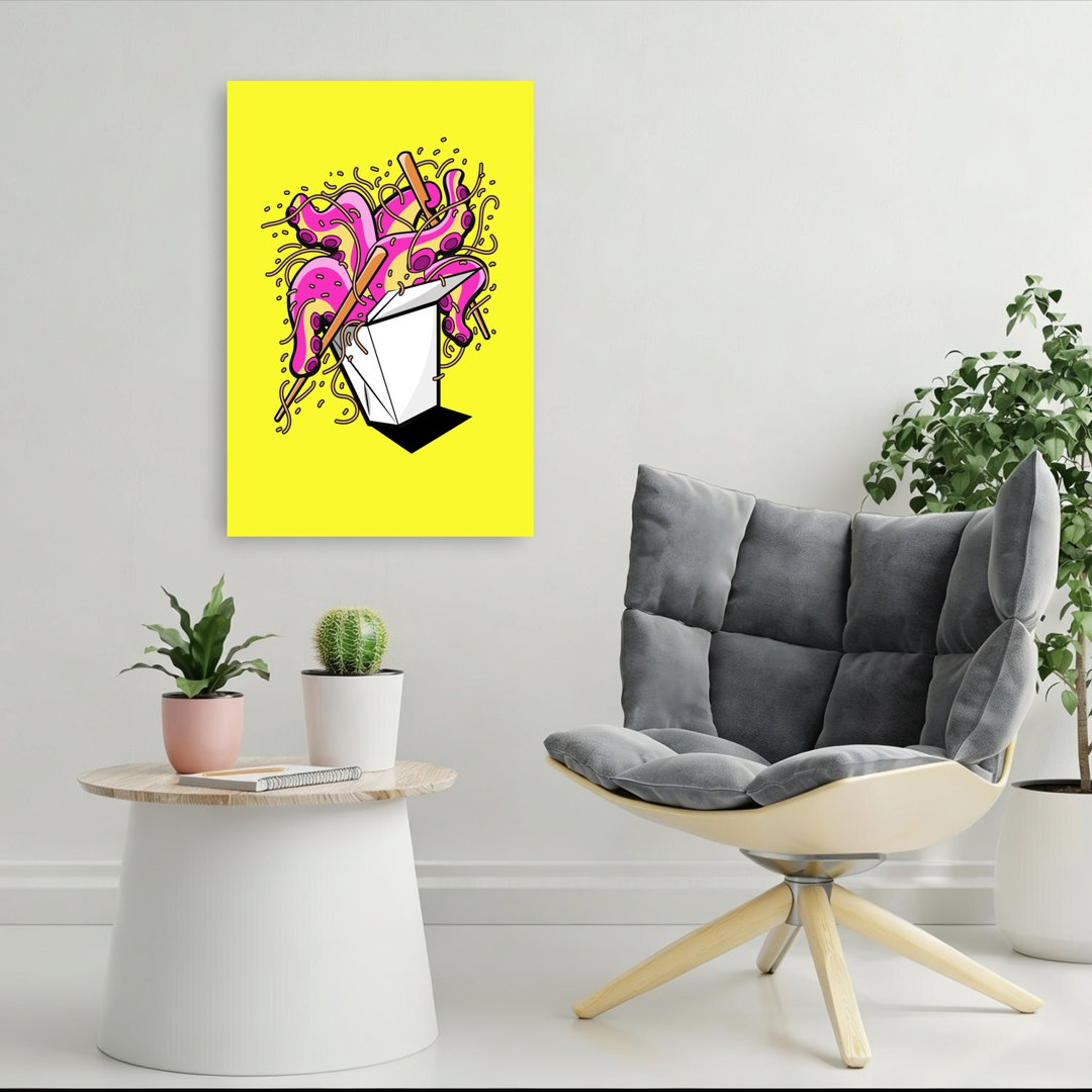 Quirky Octopus Noodles Colorful Vibrant Whimsical Octopus Wall Art Print