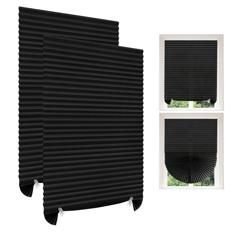 2 stores occultants plissés auto-adhésifs, sans perçage, sans outils, coupés sur mesure pour la cuisine de la chambre à coucher Bureau: l 24 po x H 71 po (ensemble de 2)