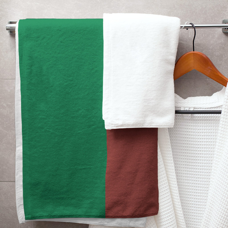 Lightweight Bath Towel, Poly/Cotton, Green/Gold/Black