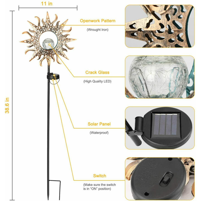 Éclairage de sentier à DEL intégré à énergie solaire dorée