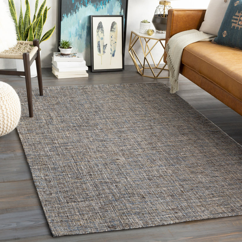 Hand Loomed Wool Geometric Area Rug, Rectangle 5' x 7'6"