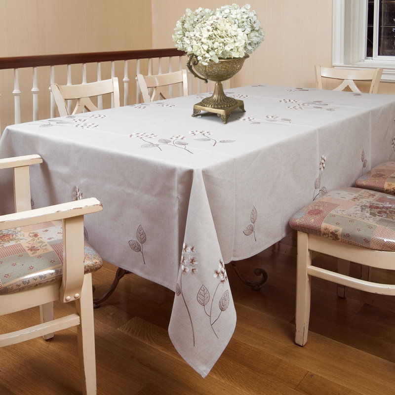 Hydrangeas Embroidered Flower Tablecloth, 84" W x 60" L