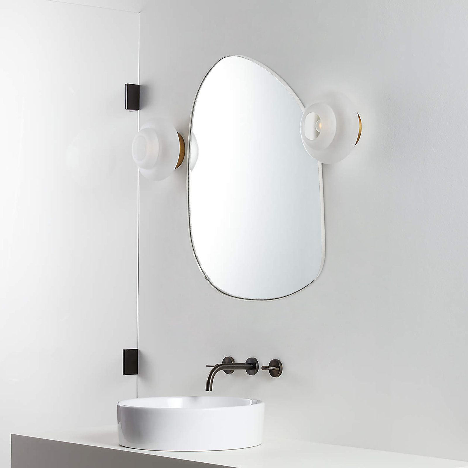 Bertlinde Asymmetrical Stainless Steel Framed Wall Mirror, 22" x 30", Chrome