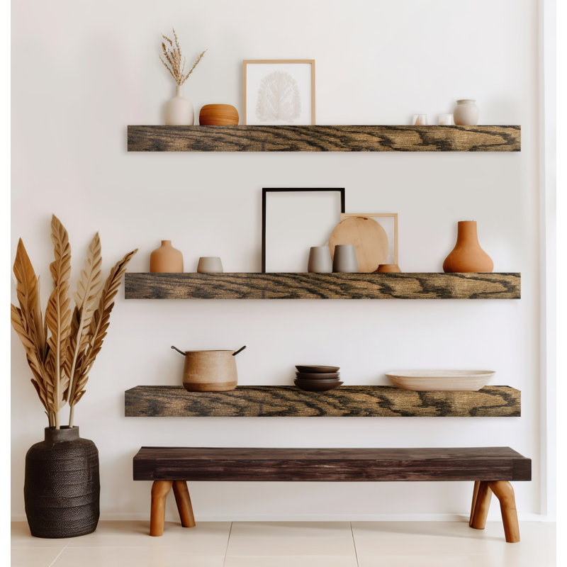 Emerald Lee 3 Piece Floating Shelf, 4" H x 49" W x 5" D, Dark Brown Wood