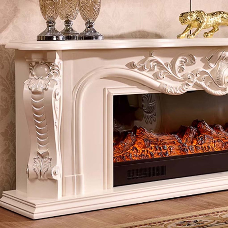 Hand-carved decorative heating fireplace, White