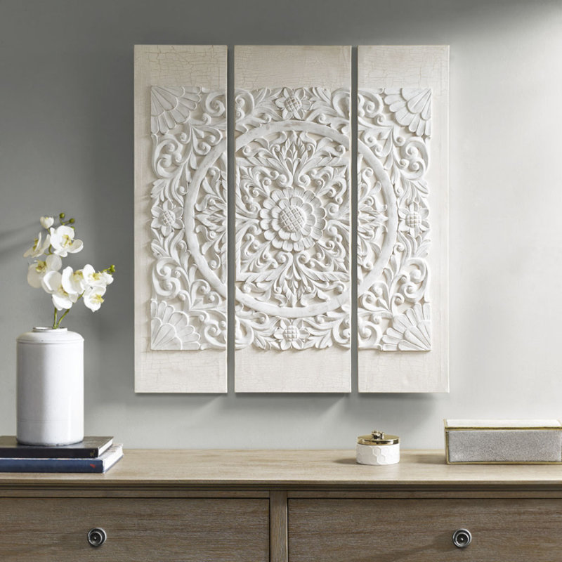 Triptych 3-Piece Dimensional Resin Canvas Wall Art Set