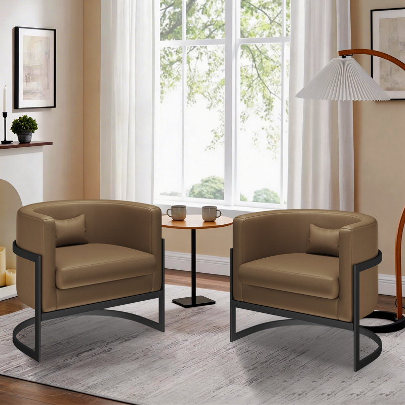 Chaise d'appoint rembourrée, Brun