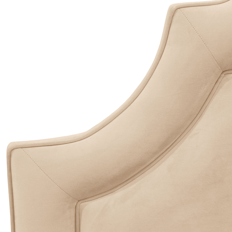 Tête de lit tapissier en velours Aurella, Grand, Velours perle classique