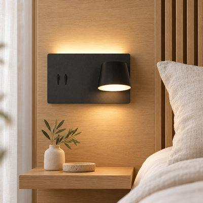 Applique murale de lecture moderne à 2 lumières DEL pour la chambre à coucher, intérieur à intensité variable pour tête de lit, Boutique Hotel