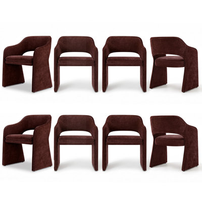 19" Seat Height Upholstered Chenille Dining Armchair
