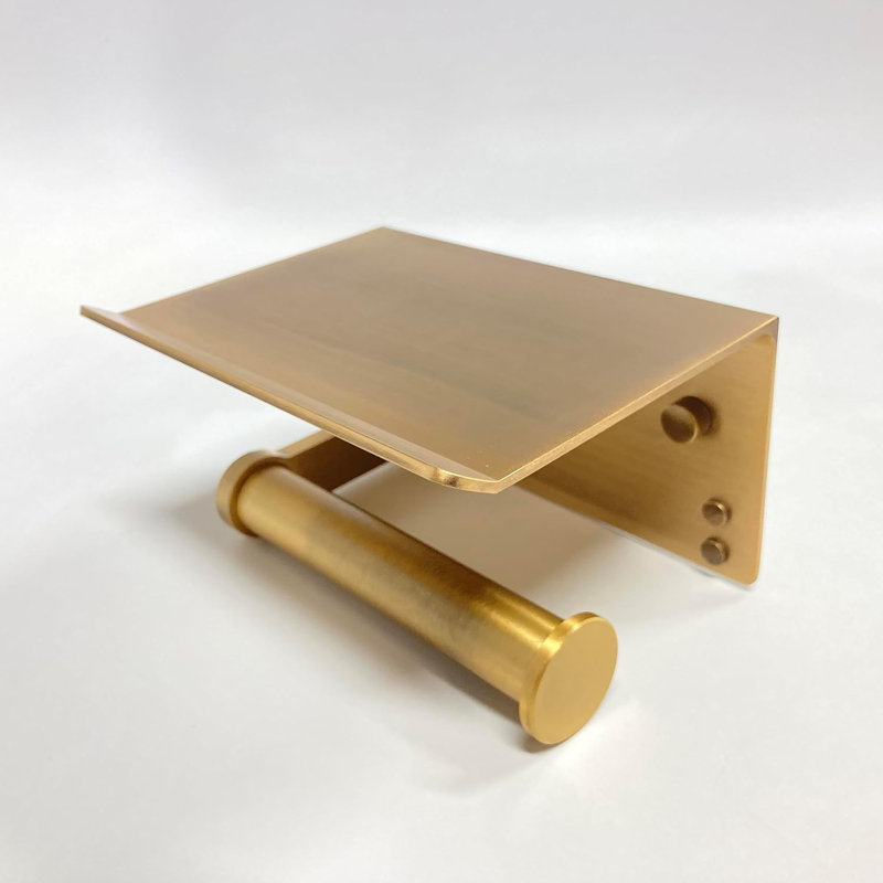 Porte-papier hygiénique moderne en aluminium noir avec tablette pour téléphone, conception réversible pour la salle de bain, quincaillerie de fixation incluse, installation sans outil (capacité de 1 rouleau)