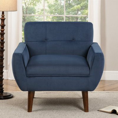 Chaise d'appoint capitonnée en velours avec pieds en bois massif pour une élégance de salon moderne