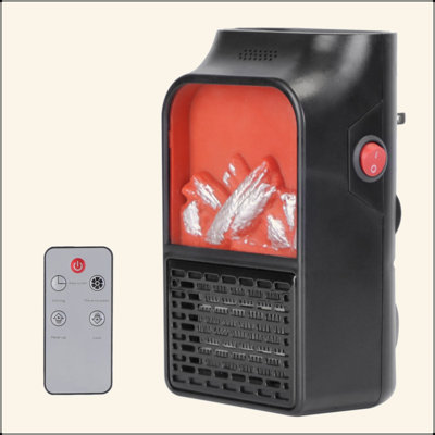 800W Plug-In Space Heater Wall Outlet Heater With 360º Rotatable Plug Adjustable Temperature 2 Wind Speeds Remote Control