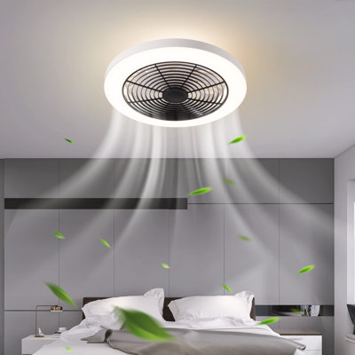 Ventilateur de plafond à DEL standard de 19,7 po avec télécommande / application Jahcure, ventilateur de plafond à profil bas avec lumière, ventilateur de plafond encastré