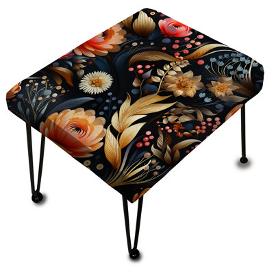 Fusion florale dorée et pêche moderne Dreams - Repose-pieds rectangulaire floral
