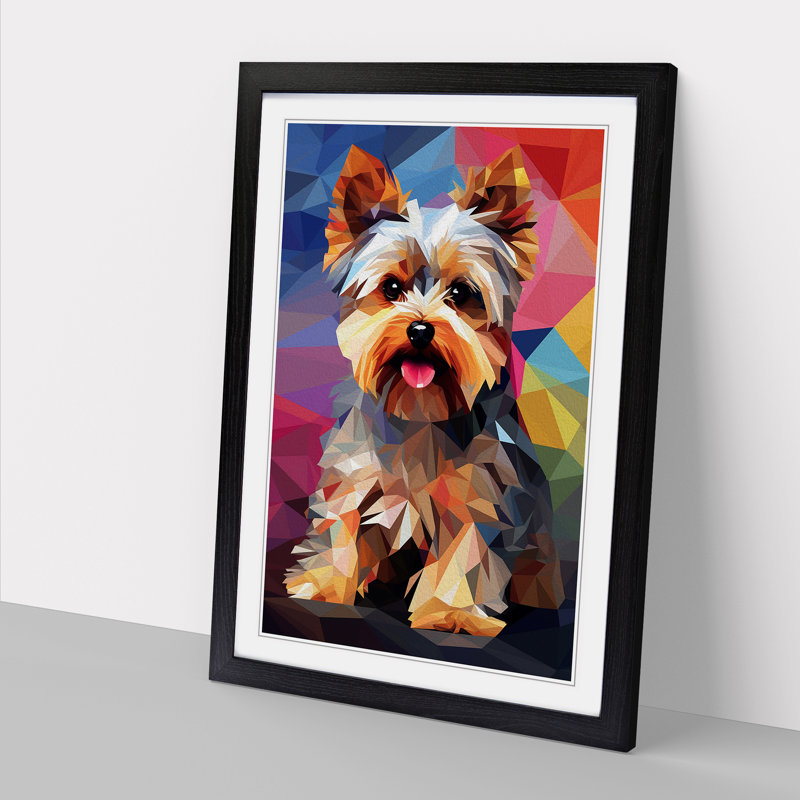 Yorkshire Terrier Orphism - Single Picture Frame Print on Wood, 46cm H x 34cm W x 2cm D, Black