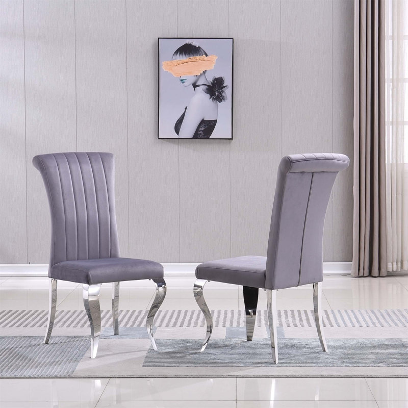 Chaises de salle à manger rembourrées Modern, Gris