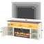 Meuble télé Farmhouse Fireplace avec foyer électrique 36 po pour téléviseur 75/80 po, centre de divertissement H 32 po avec éclairage DEL et prise de courant, console média rustique avec porte de grange coulissante pour le salon-121085221