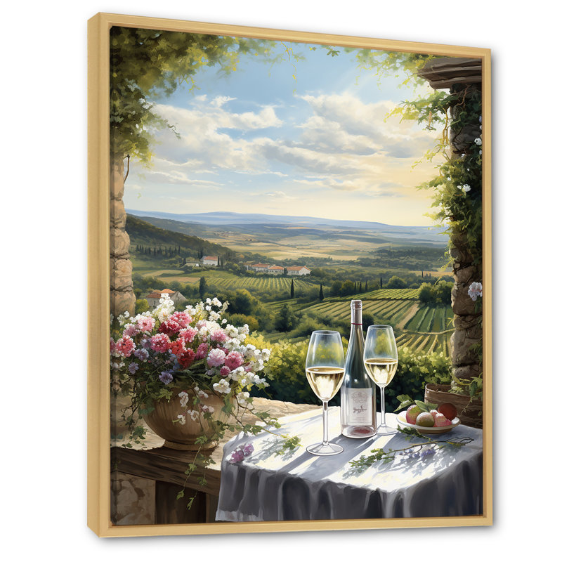 «Vineyard Romantic Charm Landscape», reproduction d'art sur toile, Cadre naturel flottant, H 20 po x l 12 po x P 1 po