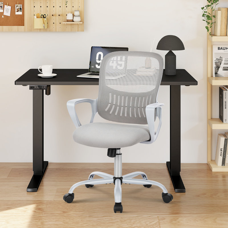 Modern Home Office Desk and Chair Set, Adjustable Standing Desk Paired with Ergonomic Mesh Chair for Maximum Comfort, Black