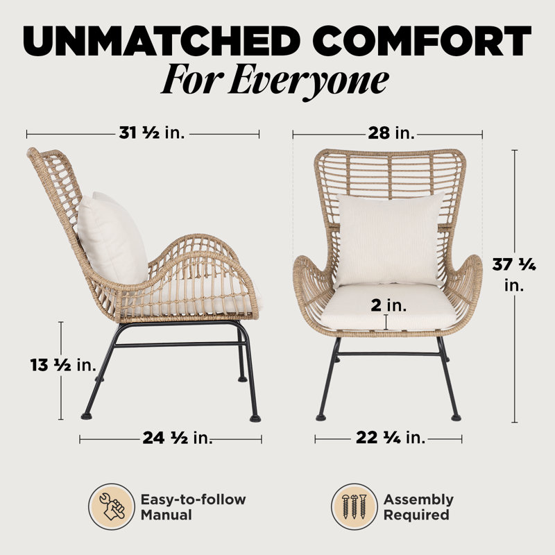 Isabelle Outdoor Lounge Chair with Cushion (Set of 2)