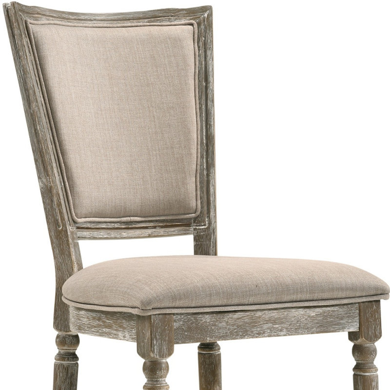 Ensemble de deux chaises de salle à manger rembourrées en tissu gris et en bois massif